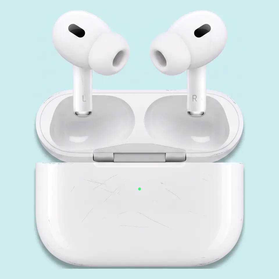 Grade C, Fair, shown on AirPods Pro 2: Visible marks on body and screen